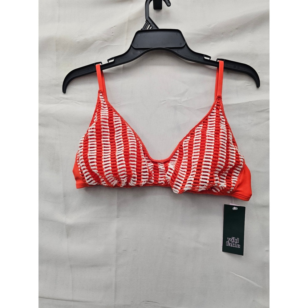 Wild Fable Womens Crochet Triangle Bikini Top Orange Polyester Blend Size Large